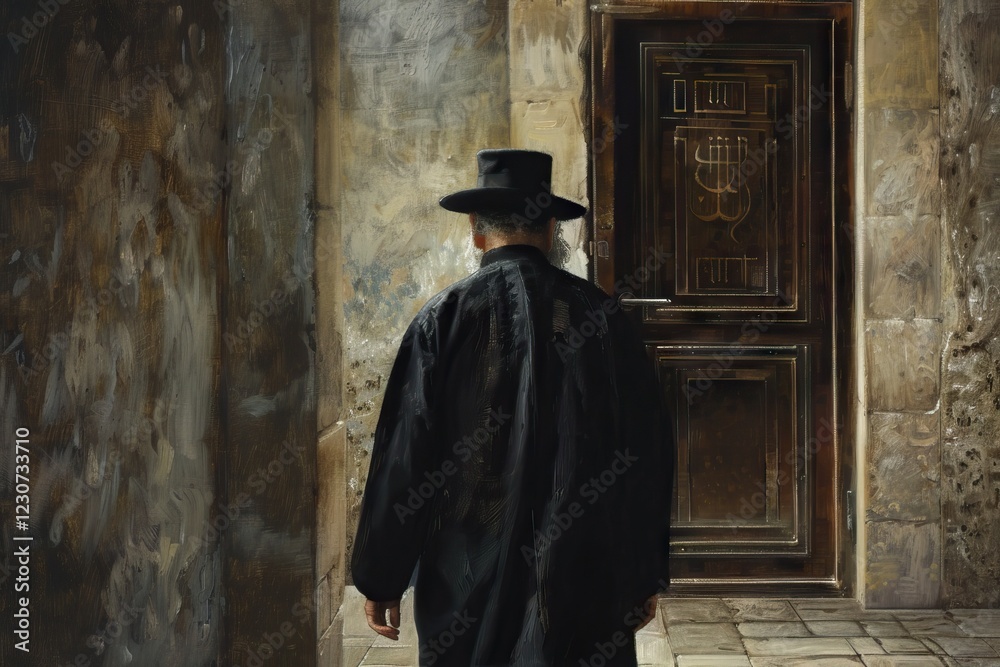 Naklejka premium Orthodox Jewish man enrolls in Yeshiva.