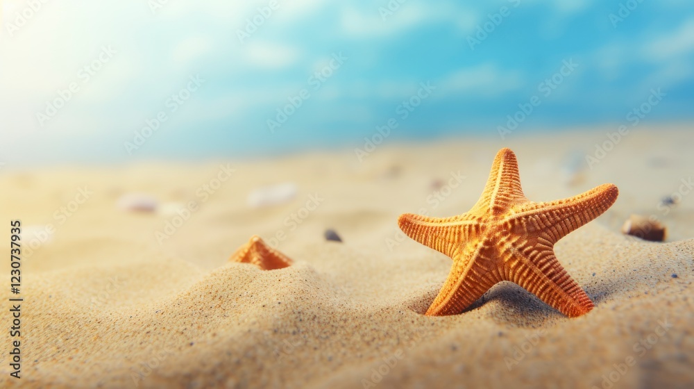 Starfish on the beach. Summer background with copy space for text Starfish on the beach. Summer background with copy space for text
