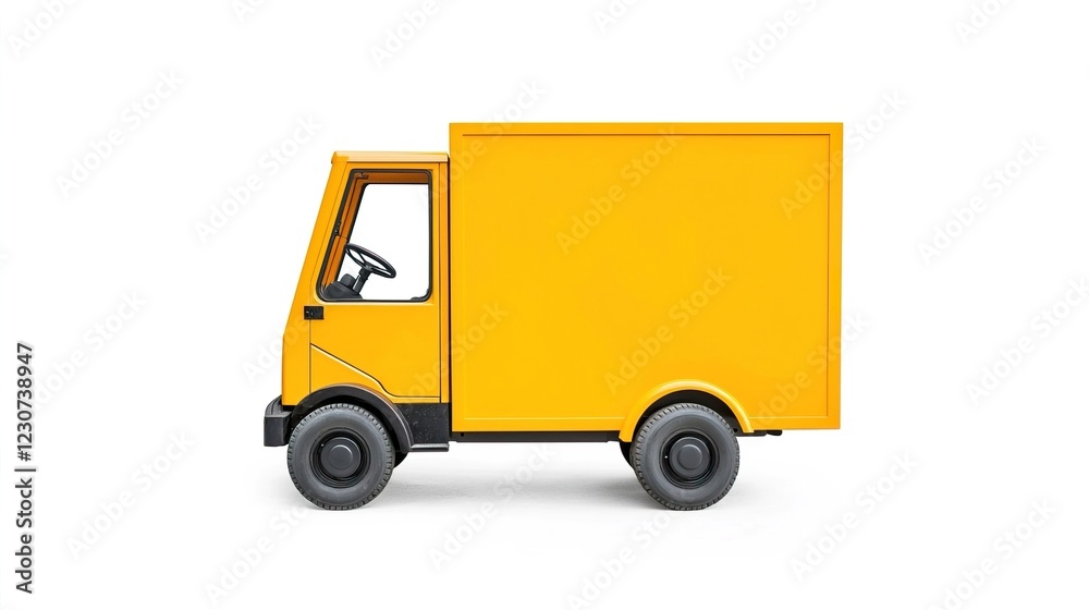 Bright Yellow Delivery Truck on White Background for Transport Concept Bright Yellow Delivery Truck on White Background for Transport Concept