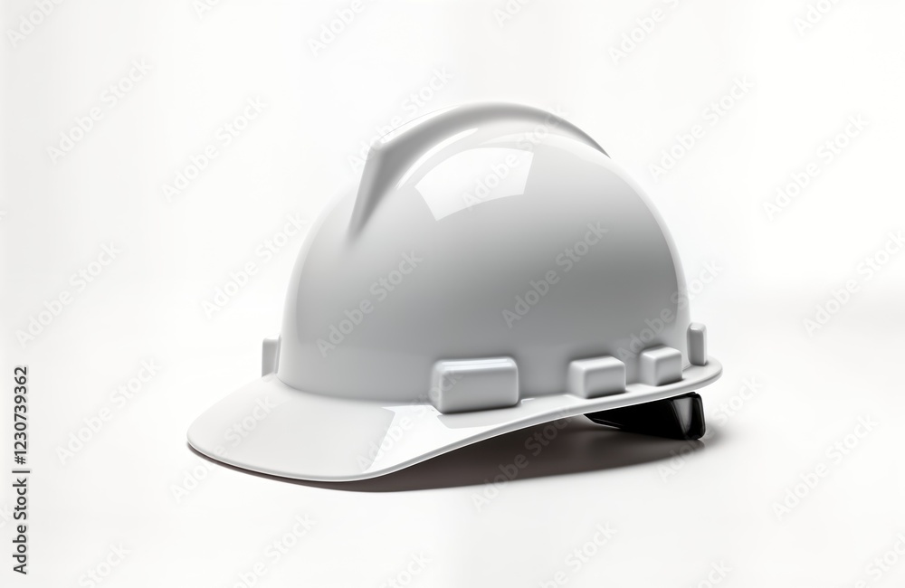 White hard hat on white background. Minimalist design. Protective safety gear. Construction equipment. Simple shape, clean lines. Pro work tool. Classic industrial style. Sturdy, hard-wearing. Light, White hard hat on white background. Minimalist design. Protective safety gear. Construction equipment. Simple shape, clean lines. Pro work tool. Classic industrial style. Sturdy, hard-wearing. Light,