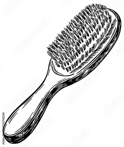 Hairbrush illustration in black, isolated