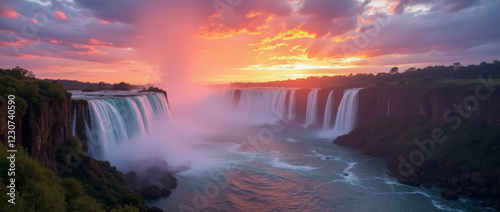 Twilight at Victoria Falls – The Last Light of the Day Creating Glowing Clouds in Rich Oranges and Purples