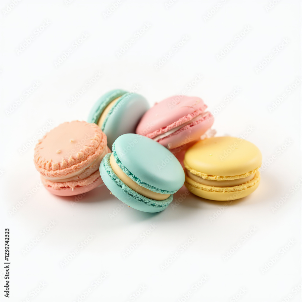 Abstract Geometric Macarons in Pastel Colors Isolated on a White Background Abstract Geometric Macarons in Pastel Colors Isolated on a White Background