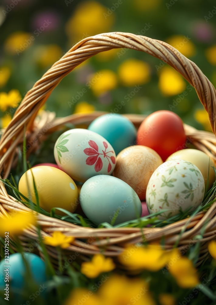 Easter: basket full of colorful eggs easter egg holiday illustration celebration easter