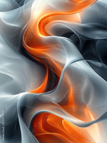Wallpaper Mural Abstract orange and grey smoke swirls, digital art, background design Torontodigital.ca