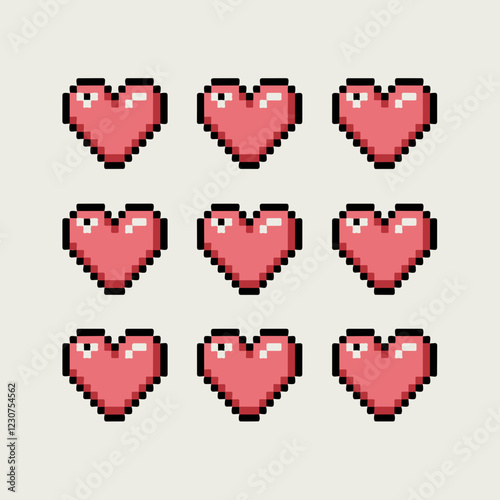 Free Download Pixel Art Pink Hearts - Retro Gaming Life Bar - GFXLoad