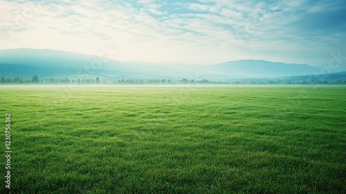 Vast Green Field with Mild Mist photo