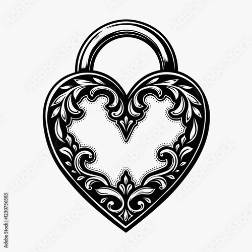 Intricate heart-shaped padlock design, symbolizing love and connection