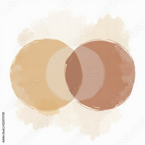 Abstract Overlapping Circles Representing Two Connected Souls on a White Background photo