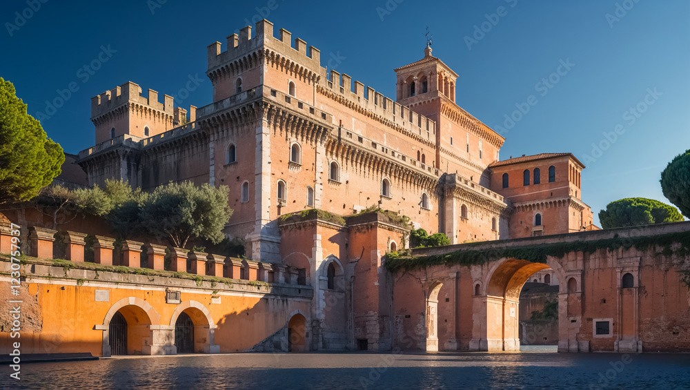 Stunning Castel Sant'Angelo Italy Rome sunny summer day Stunning Castel Sant'Angelo Italy Rome sunny summer day
