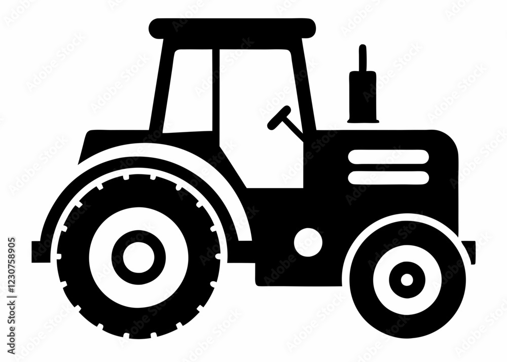 Obraz premium Tractor silhouette vector, old tractor vector silhouette illustration 