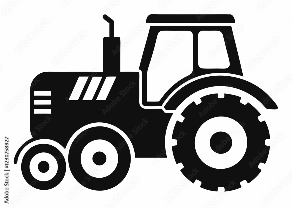 Obraz premium Tractor silhouette vector, old tractor vector silhouette illustration 