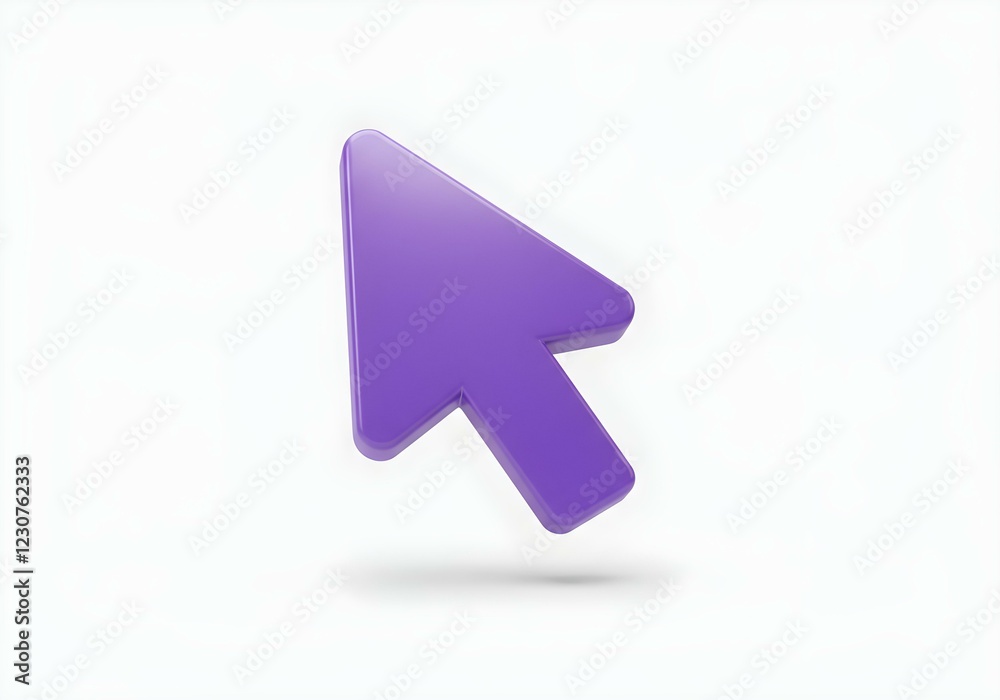 3D floating purple mouse cursor icon with a glossy finish, isolated on a clean white background, casting a soft shadow underneath create with ai 3D floating purple mouse cursor icon with a glossy finish, isolated on a clean white background, casting a soft shadow underneath create with ai