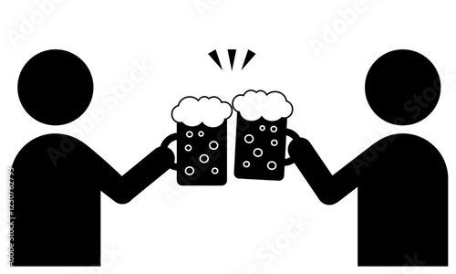 ビールを乾杯する人たちのピクトグラム