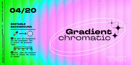 Retro iridescent gradient background with reeded glass effect. Vector Y2K pink and green gradient background with glass displacement effect of 3D ribbed glass morphism texture
