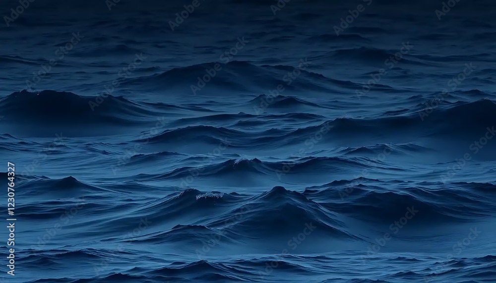 Fototapeta premium Deep Blue Ocean Waves Rolling Under Night Sky