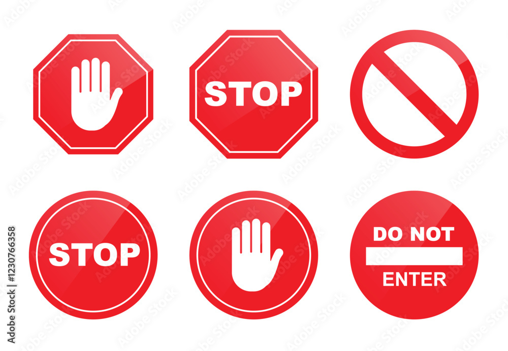Collection of Stop Sign Set Icons Vector Collection of Stop Sign Set Icons Vector
