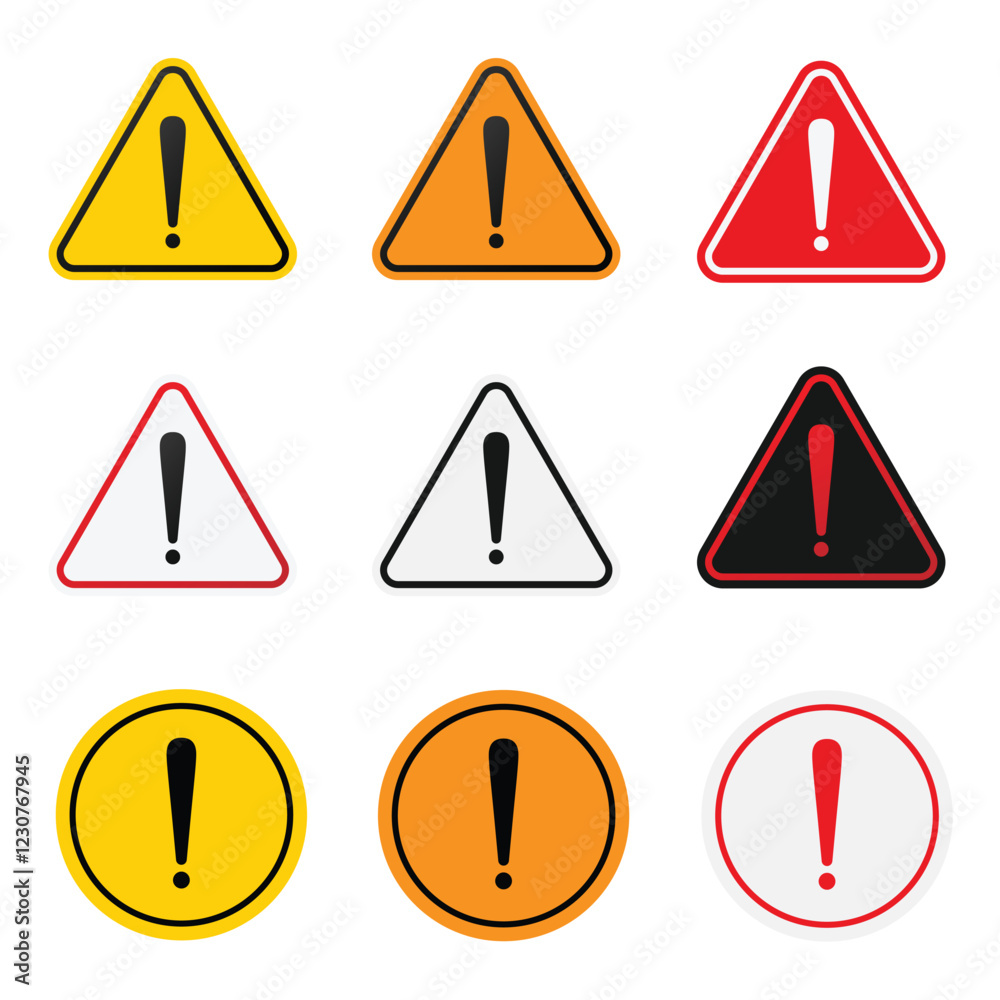 waring sign set icon waring sign set icon