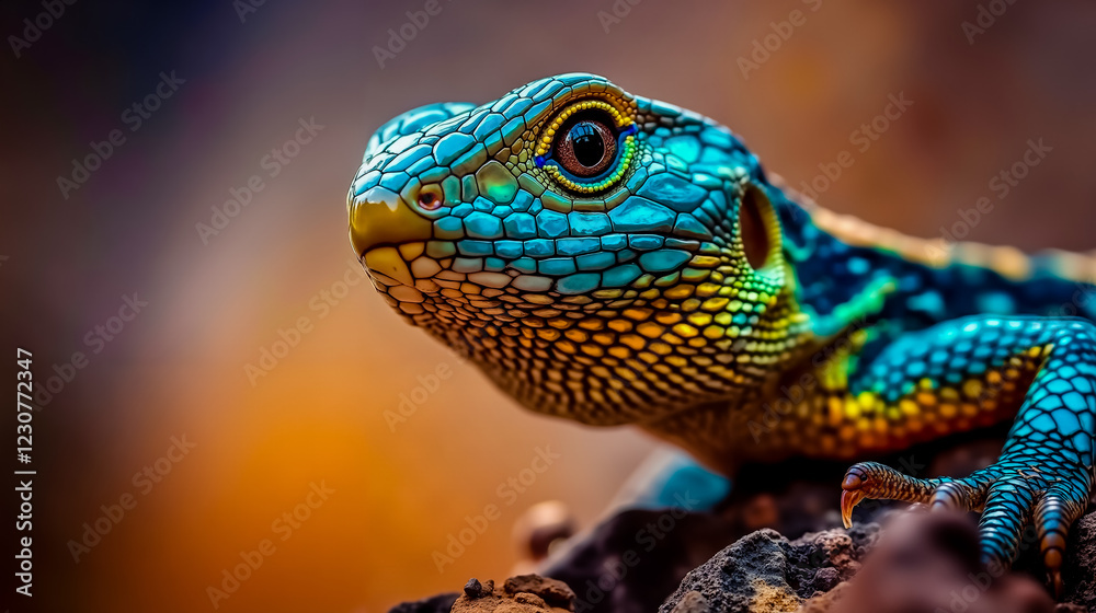 Fototapeta premium A close up of a colorful lizard sitting on a rock