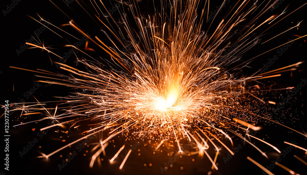 Flying sparks, spark, fireworks, particles, effects, blowing, explosions, black background Flying sparks, spark, fireworks, particles, effects, blowing, explosions, black background