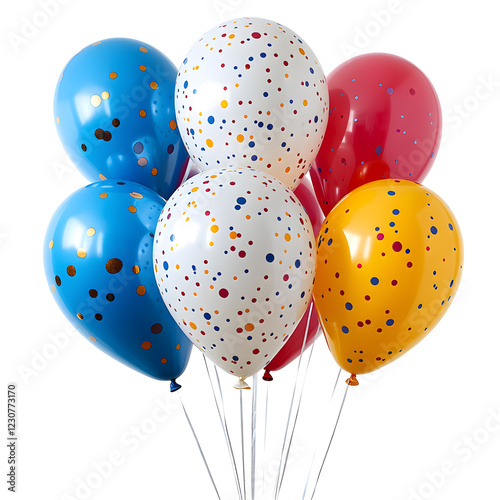 Colorful Balloons for Birthday Celebration on White Background
