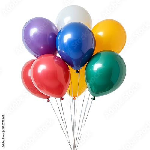 Colorful Balloons for Birthday Celebration on White Background