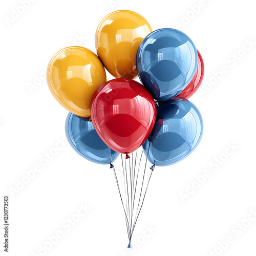 Colorful Balloons for Birthday Celebration on White Background