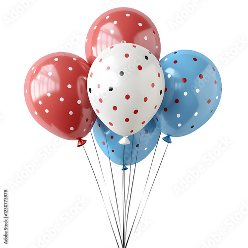 Colorful Balloons for Birthday Celebration on White Background