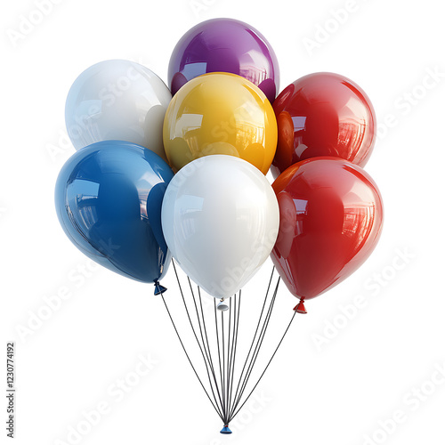 Colorful Balloons for Birthday Celebration on White Background