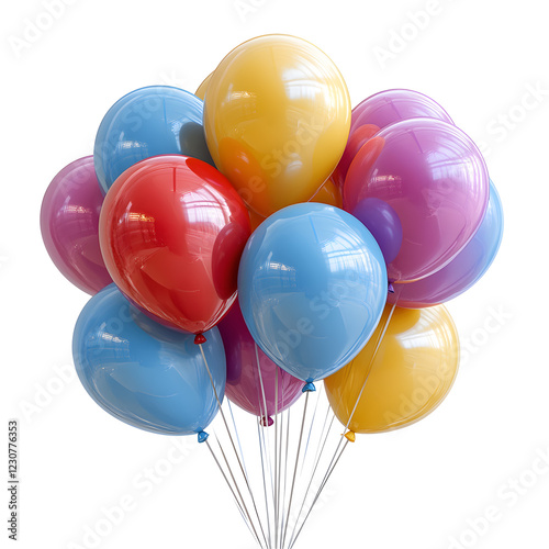 Colorful Balloons for Birthday Celebration on White Background