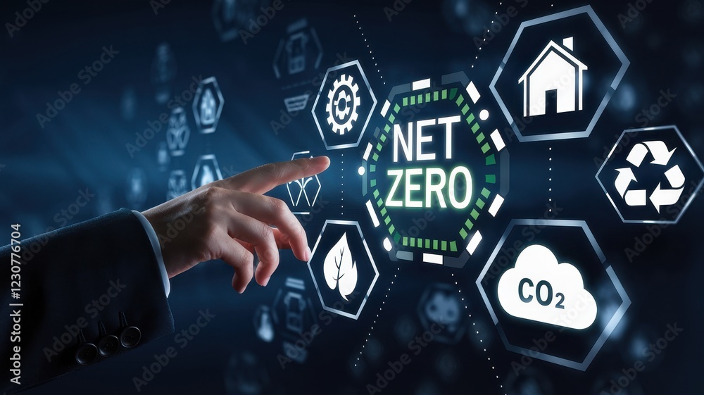 Fototapeta premium Achieving Net Zero: A Sustainable Future Through Technology