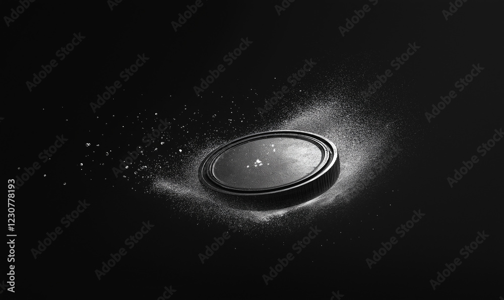 Coin Spinning with Pieces of Dust Flying Off Simulating a Magical, Futuristic Effect Coin Spinning with Pieces of Dust Flying Off Simulating a Magical, Futuristic Effect