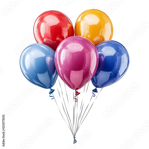 Colorful Balloons for Birthday Celebration on White Background