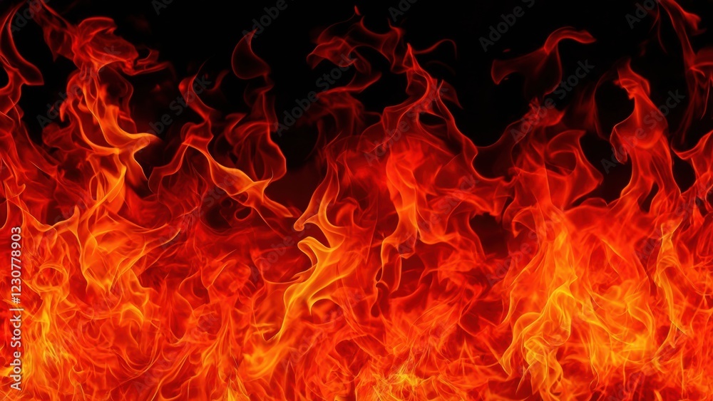Vibrant flames dance in a fiery display of intense heat and energy Vibrant flames dance in a fiery display of intense heat and energy
