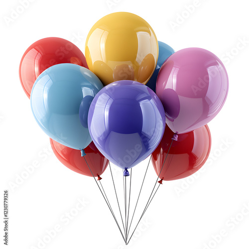 Colorful Balloons for Birthday Celebration on White Background