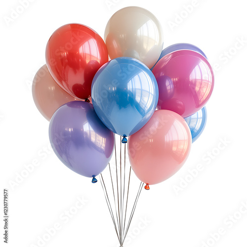 Colorful Balloons for Birthday Celebration on White Background