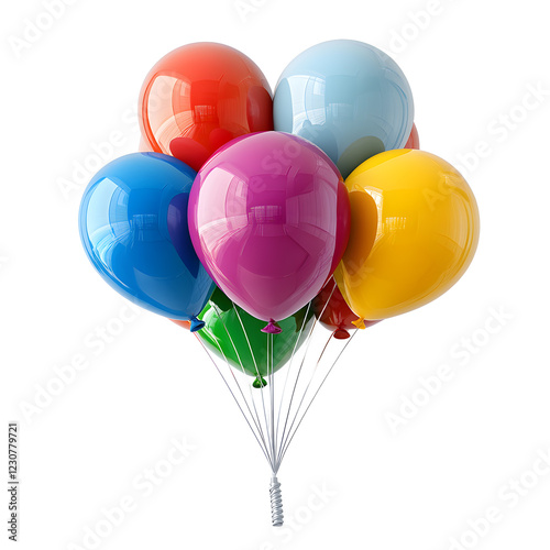 Colorful Balloons for Birthday Celebration on White Background