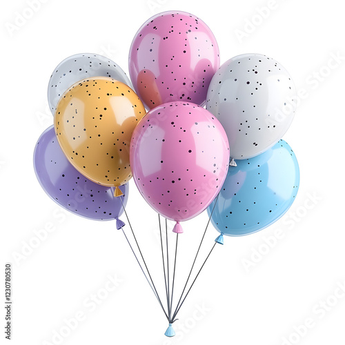 Colorful Balloons for Birthday Celebration on White Background