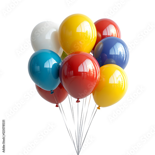 Colorful Balloons for Birthday Celebration on White Background