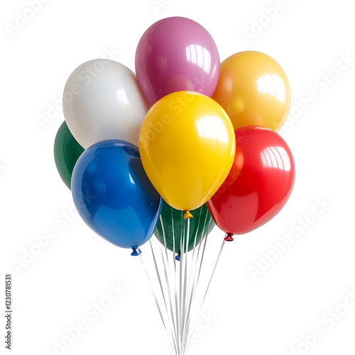 Colorful Balloons for Birthday Celebration on White Background