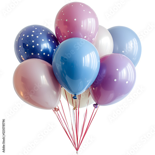 Colorful Balloons for Birthday Celebration on White Background
