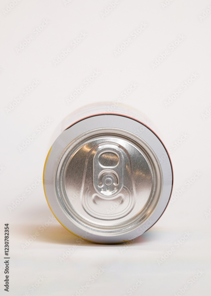 Close up of aluminum drink can isolated on white background.Concept of packaging beverage industry. Can cover part.Copy space for text.For graphic design and background Close up of aluminum drink can isolated on white background.Concept of packaging beverage industry. Can cover part.Copy space for text.For graphic design and background