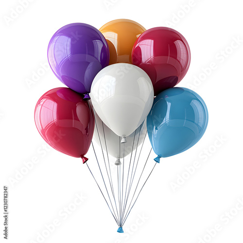 Colorful Balloons for Birthday Celebration on White Background