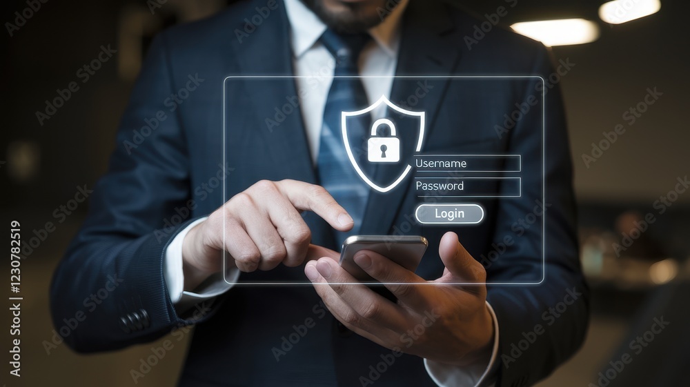 Naklejka premium Cybersecurity: Protecting Digital Assets with Modern Technology