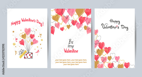 Valentines Day cards set wi...