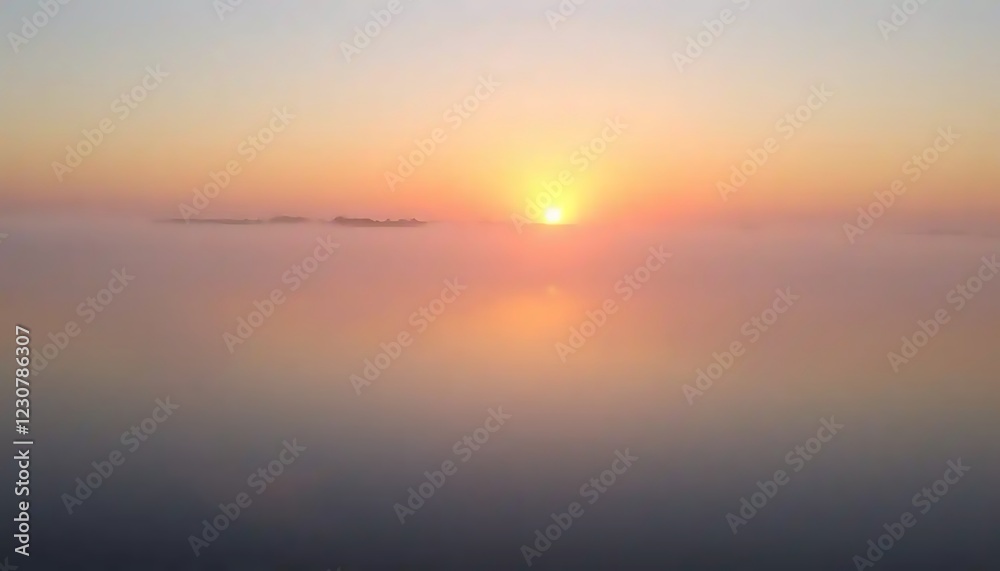 Obraz premium Serene Sunrise Over Foggy Lake Landscape