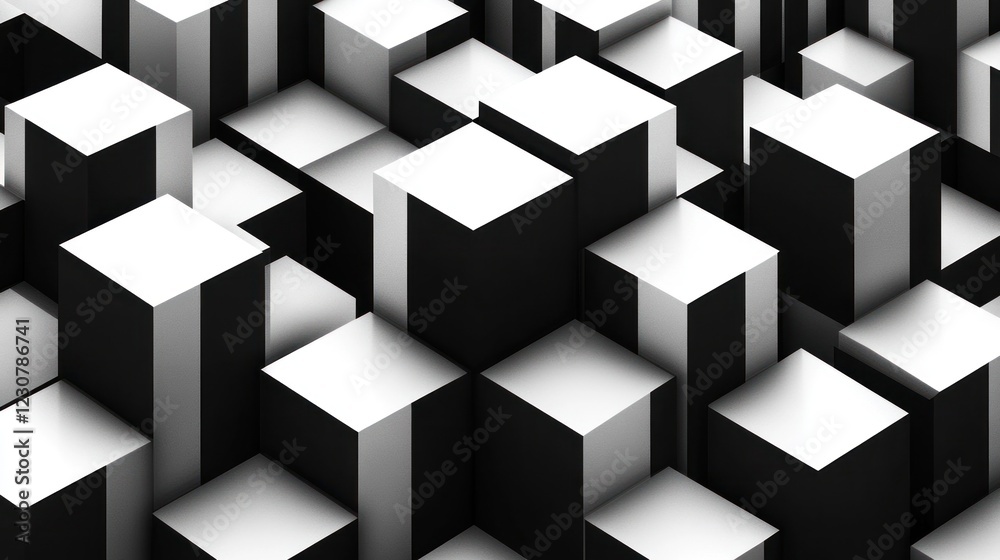 Fototapeta premium Abstract monochrome cubes, city background, design texture