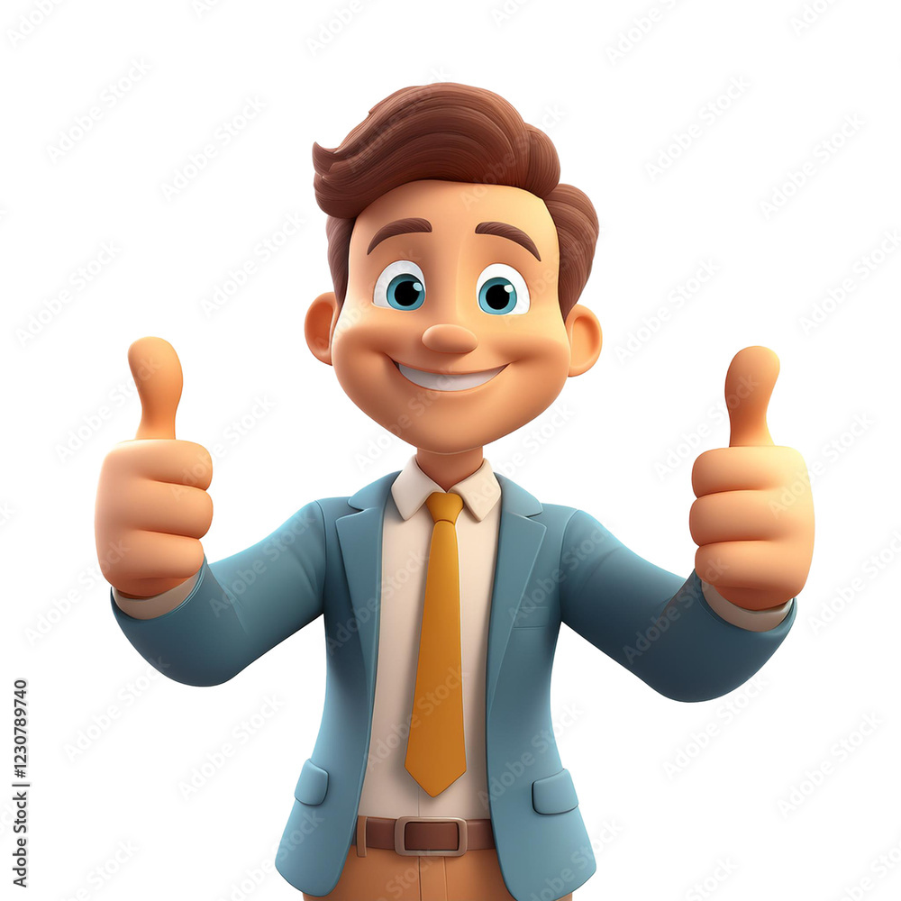 cartoon man giving a double thumbs-up
