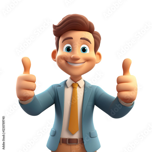 Obraz na płótnie cartoon man giving a double thumbs-up w salonie