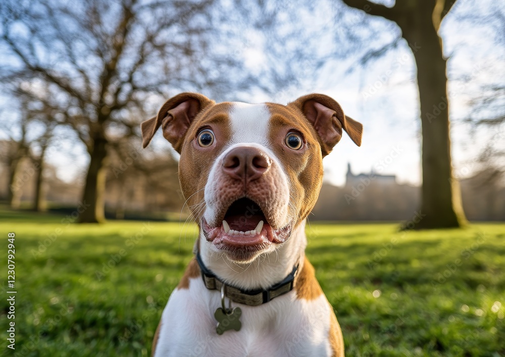 A brindle-colored Boxer with a distinctive underbite and amusing face A brindle-colored Boxer with a distinctive underbite and amusing face